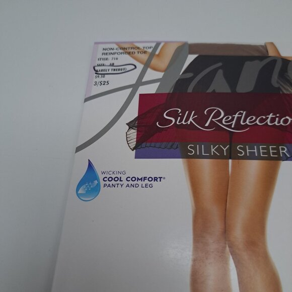 Hanes Silk Reflections Silky Sheer Pantyhose Non-Control Top AB Brown - Picture 2 of 14